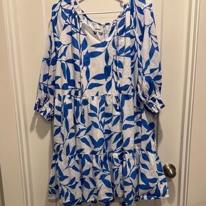 Sonoma Blue and White Floral Dress